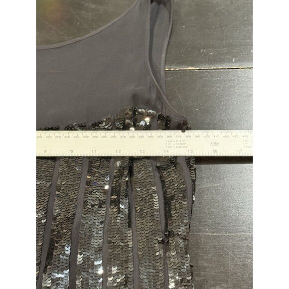 Aidan Mattox Black Sequin Silk Mini Dress Cocktail Party Dress Womens size 4 - Picture 10 of 12
